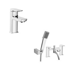 Shelbourne Basin Mixer with Clicker Waste and Bath Shower Mixer (Chrome)