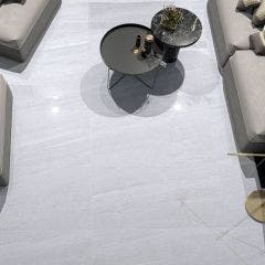 Caledonia Polished Rectified Porcelain 60x120cm Floor and Wall Tile (White)