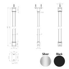 Flair Wetroom 600mm Ceiling Stabilising Bar (Chrome)