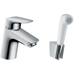 Hansgrohe Logis Single Lever Basin Mixer with Bidet Spray and 160cm Shower Hose (Chrome)