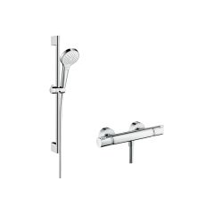 Hansgrohe Croma Select S Shower System 110 Vario with Ecostat Comfort Thermostatic Mixer And Shower Rail 65 Cm