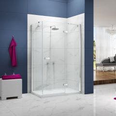 Merlyn Essence Frameless 900mm+ Hinge Shower Door with Inline Panel