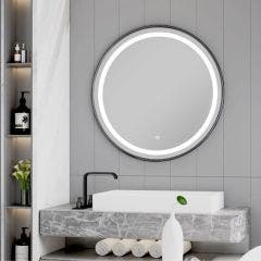 Moy 600mm Round LED Mirror (Black)