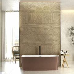 Geometric Matt Rectified Ceramic 40x120cm Wall Tile (Oak)