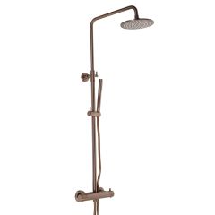 Just Taps Vos Thermostatic Mixer Shower with 2 Outlets, Adjustable Riser ad Multifunction Shower Handle (Brushed Bronze)