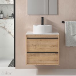 Salgar Attila 600mm 2 Drawer Wall Hung Vanity Unit with Pre-Drilled ...